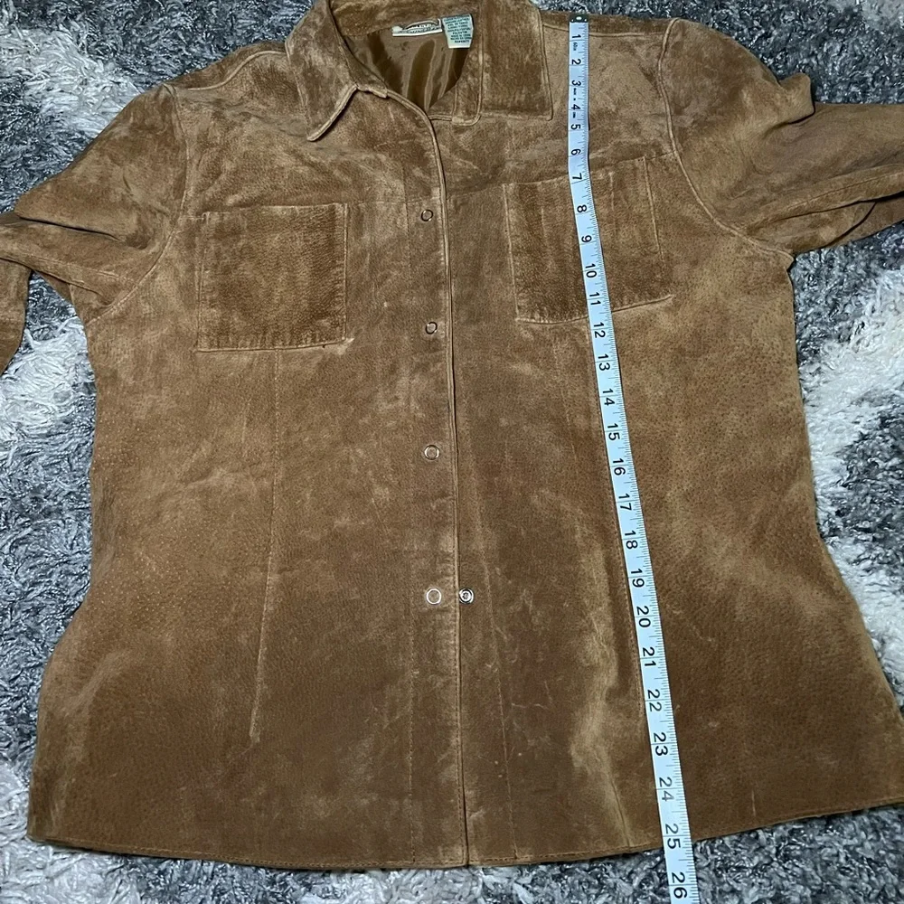 St. John's Bay Tan Genuine Leather Button Down Shirt - Picture 6 of 7